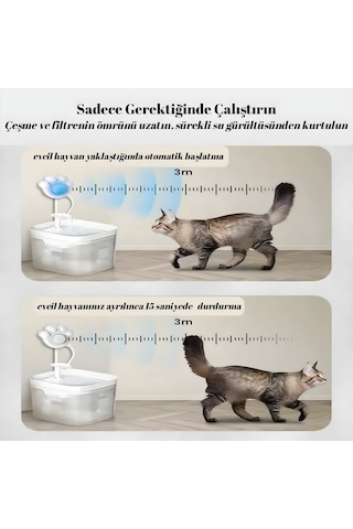 Hpytech Kedi Su Sebili Hareket Sensörü 3 Metreye Kadar Otomatik