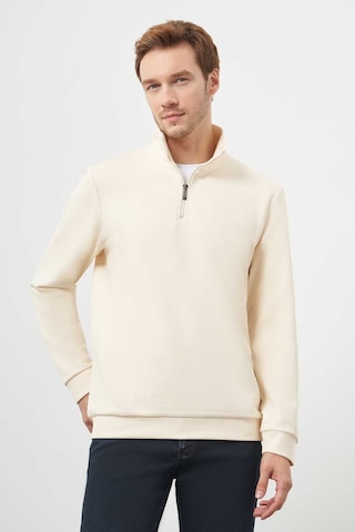 Morven Erkek Ekru Fermuarlı Bato Yaka Sweat-shirt 25ks063001454 Ekru