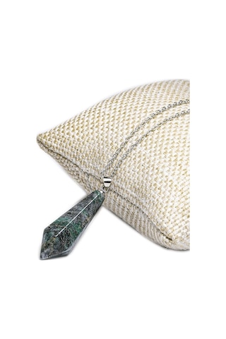 Sertifikalı Gümüş Aparatlı Doğal Hint Akik Taşı Kolye Çok Renkli