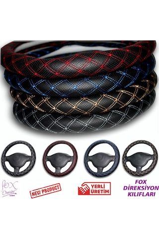 Geçmeli Direksiyon Kılıfı Özel Renkli Baklava Nakışlı Lux Model