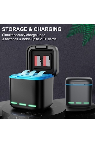 Gp-810 Şarj Edilebilir 3 Pil Şarj İstasyonu Gopro Hero5 / 6/7 /8 İçin Saklama Kutusu Diğer