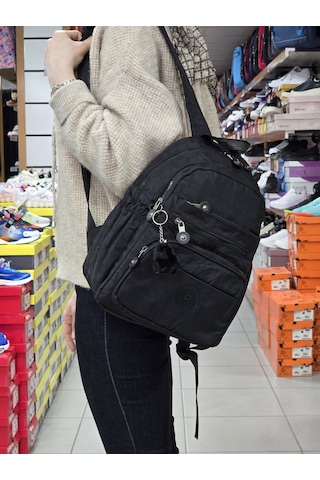 My Polo 2113-8745 Kadın Krinkıl Kumaş Çok Gözlü Astarlı Petli Su Siyah