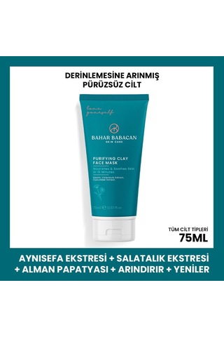 Bahar Babacan Kaolin Kili ve Alman Papatyası Özlü Arındırıcı Siyah Nokta Karşıtı Kil Maskesi 75 ML