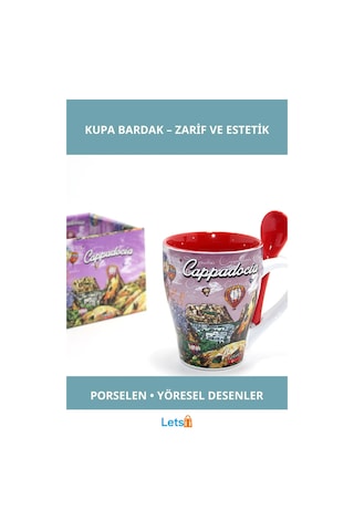 Yöresel Desenli Şık Porselen Kupa Bardak Tekli Çok Renkli
