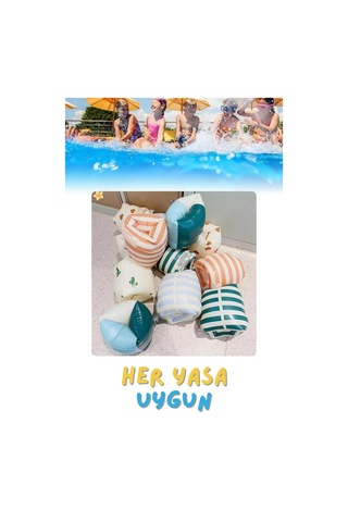 Çizgi Desen Turuncu Her Yaşa Uygun Yürüyen Kolluk, Şişme Deniz Havuz Yüzme Kolluğu, Yüzme Ekipmanları Turuncu