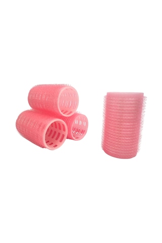 Croc 4lü Küçük Boy Plastik Bigudi Pembe Cb21 - Cırtlı Yapışkanlı Saç Bigudisi Pembe