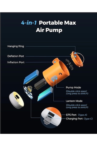 Jialan Max Pompa 2 Pro Taşınabilir Mini Hava Pompası Kamp