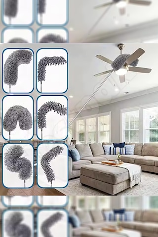 Köşe Bucak Set 3 Başlıklı Uzayabilen Saplı Mikrofiber 3'lü