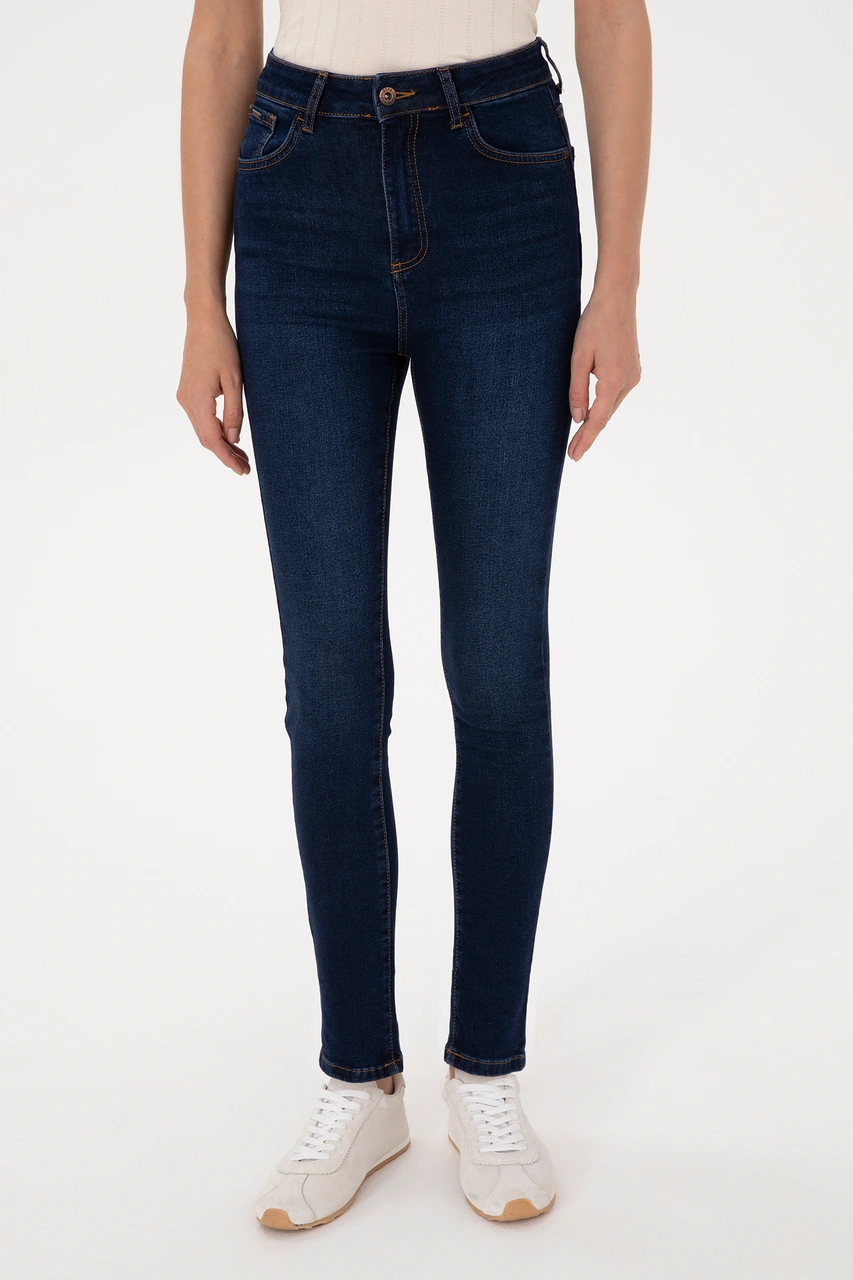 U.S. Polo Assn. Kadın Koyu Mavi Skinny High Waist Fit Jean Pantolon 50316591-DN0023