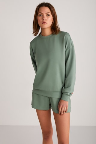 Ethıquet Maısıe Kadın Organik Pamuklu Comfort Fit Bisiklet Yaka Mint Yeşil Sweatshirt