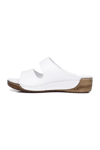 Gönderi R Kadın Beyaz Cırtlı Dolgu Taban Hakiki Deri Terlik Dyza69842632 Bej - Beyaz - Kırmızı