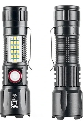 Ws-2828 Ultra Usb Şarjlı Polis El Feneri, Bekçi, Asker El Feneri Kırmızı Mavi Çakarlı 1000 Lümen 5570
