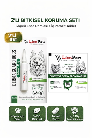 2'li Set Köpek 1-10 Kg İç Dış Parazit Bitkisel 1 Damla Ve 1 Tablet Seti