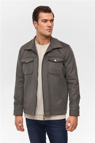 Haki Slim Düz Sivri Yaka Mont Haki