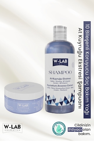 W-Lab Cosmetics At Kuyruğu Eki Şampuanı 400 Ml + Saç Bakım Yağı 250 Ml