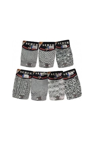 Erkek Renkli Karışık Desenli Penye Boxer 1'Li Paket 001