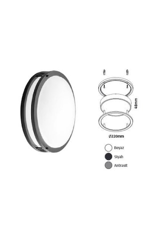 Econa 24w Beyaz Işık Sıva Ustu Tavan Armatürü - Siyah Kasa - Beyaz Işık - Ecn-1950 Beyaz Işık