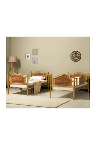 Reyo Avangard Genç Çocuk Odası Ahşap Başlıklı Metal Kahverengi Ra