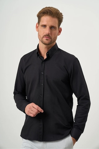 Morven Slim Fit Düğmeli Yaka Oxford Kolay Ütülenebilir Pamuklu Kutulu Uzun Kollu Gömlek