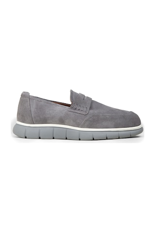 Deery Erkek Gri Hakiki Süet Loafer Ayakkabı - 02045mgrıe01