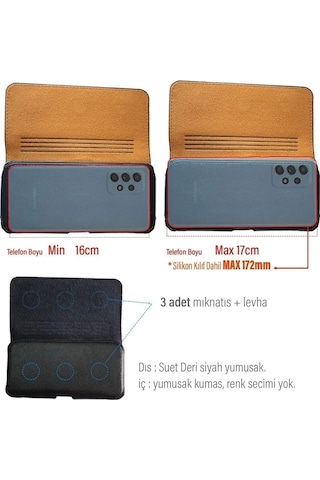 Siyah Büyük Boy Kemere Takılan Akıllı Telefon Kılıfı