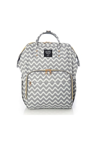 Lal Baby Zikzak Desenli Anne Bebek Bakım Sırt Çantası Gri