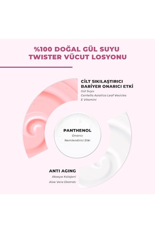 Dermokil %100 Doğal Gül Suyu Canlandırıcı Yoğun Nemlendirici Twister Vücut Losyonu 200 Ml