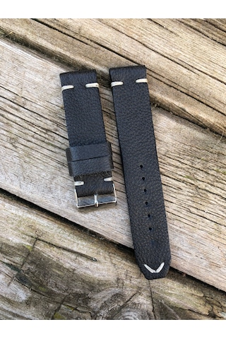 22 Mm Siyah El Yapımı Deri Kordon