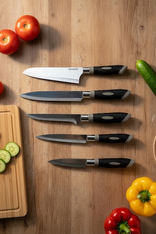 Bernardo Titan 5 Parça Bıçak Seti Gümüş - Siyah