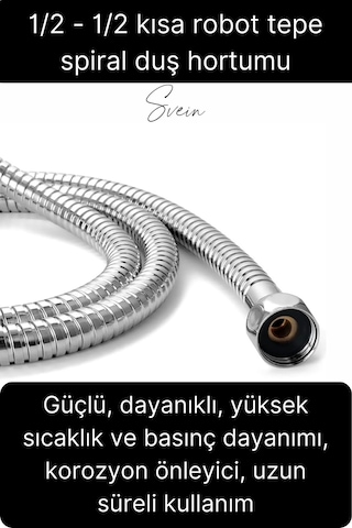 75 Cm Kısa Tepe Ara Duş Hortumu Spiral Robot Ara Bağlantı Örgülü Dayanıklı Kopmaz Patlamaz Sızdırmaz Gümüş
