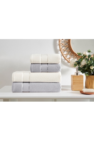 Özdilek Bright Kadife Havlu Seti Gri/krem Gri - Krem