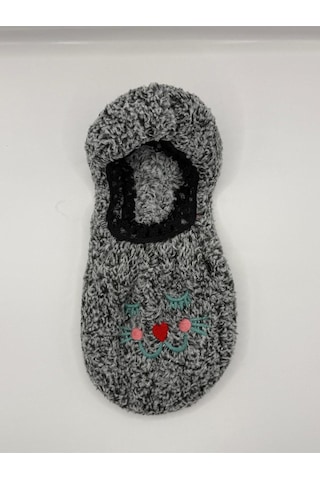 Ozzy Socks Kadın Gri Kedi Desenli Uyku Patik Çorap 3'lü Paket Gri