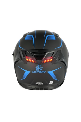 Caspiano Homer Full-face Led Işıklı Matt Black / Blue Motosiklet Kaskı Ece-r 22.06 Sertifikalı Mavi