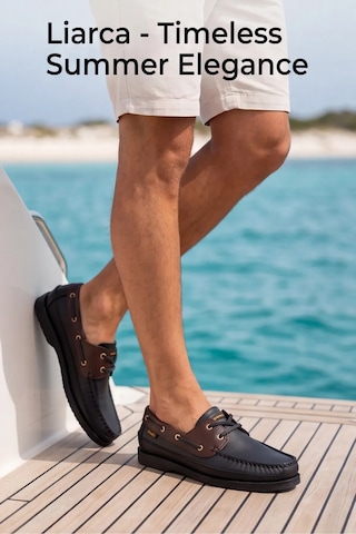 Liarca Blue Boy Marina Siyah Kahve Hakiki Deri Lüks Erkek Tekne Ayakkabısı, Makosen, Loafer Ve Casual... Siyah - Kahverengi