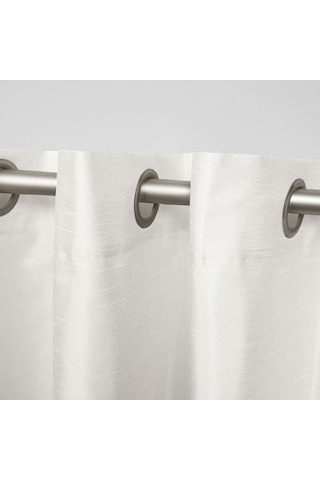 Lexroo Curtains Chateau Çizgili Suni İpek Halkalı Üst Perde Panel Çifti, 54x84, Beyaz/kum