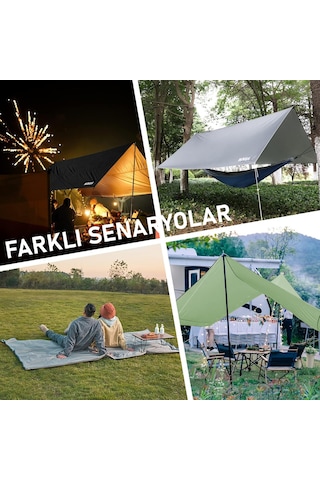 Haegs Tarp Gölgelik Tente, Taşınabilir Örtü Branda Çok İşlevli Outdoor Açık Hava Kamp Seyahat Tente Branda Güneşlik Karavan Tente Yan Çadır Gölgelik - 300x300 Cm - Yeşil