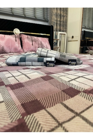 Nivemeshome Lila Desenli 160x230 Tek Pike Örtüsü Tek Kişilik Lila