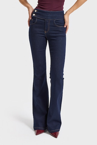 it's basic Kadın İndigo Renk 7w5-50 Flare Fit Elastan Kumaş Denim Jean