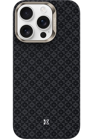 Apple Uyumlu iPhone 16 Pro Max Kılıf M-safe Özellikli Benks Armorair Armorgrid Serisi Kevlar Kapak Siyah Siyah