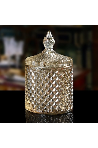 Sones Barok Tarzı Cam Pamuklu Çubuk Kutusu Çok İşlevli Saklama Kovası Kahverengi