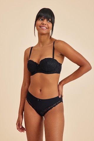 Amy Siyah Balenli Dantelli Dolgusuz Pedli Toparlayıcı Straplez Sütyen siyah