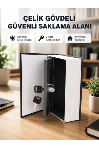 Anahtarlı Gizli Kitap Kasa Metal İç Yapı, Kamuflajlı Sözlük Tasarım Sarı