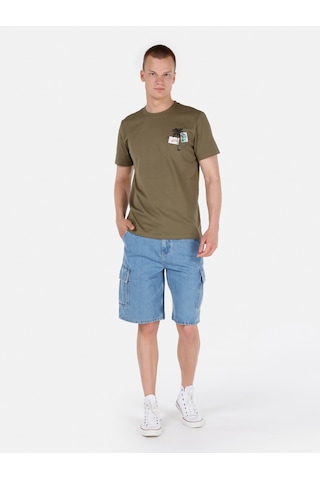 Colin's Colins Kargo Kesim Kargo Cepli Orta Bel Düz Paça Mavi Erkek Jean Şort Cl1069578 Cl1069578 Q1.V1 Dn43542 Mavi