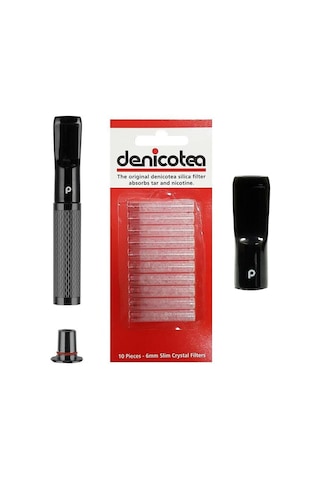 Denicotea 25010 Karbon Filtreli 6-9mm Lüks Slim Sig.ağızlığı Titanium Şeffaf