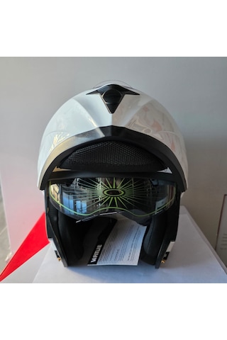 Çene Açılır Kask Vizörlü Md-808 Vırtue Beyaz L