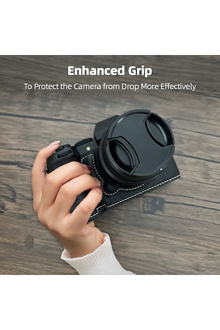 Tenfowee Fujifilm Xs20 İçin Deri Kamera Çantası - Omuz Askılı Siyah Model Gri