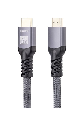 Hdmı 2.0 Erkek - Hdmı 2.0 Erkek 4k Ultra-hd Örgülü Adaptör Kablosu, Kablo Uzunluğu: 1.5m Gri