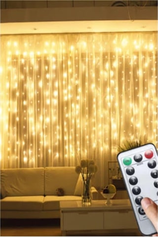 Ledison Kumandalı 8 Ayrı Moda Sahip 3Mx3M ( 300 Cm X 300 Cm ) Perde Led Peri Led Usb 422 Gün Işıgı