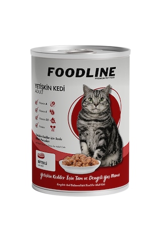Foodline Biftekli Yetişkin Kedi Konservesi 24 x 400 G