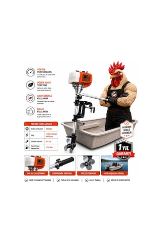 Algaride Wm60 2 Hp Benzinli Tekne Motoru 51.7cc 6500 Rpm 1.2l Yakıt Deposu
